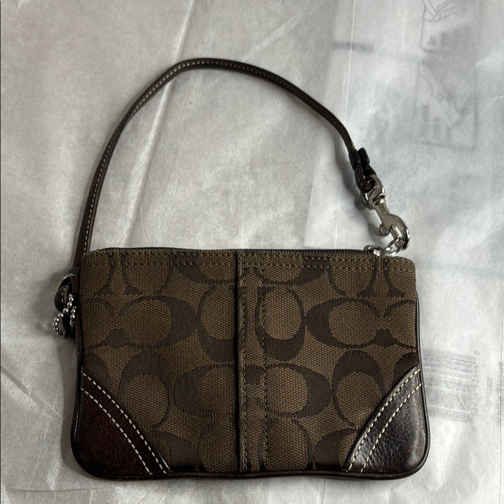 Coach Brown Signature Wristlet